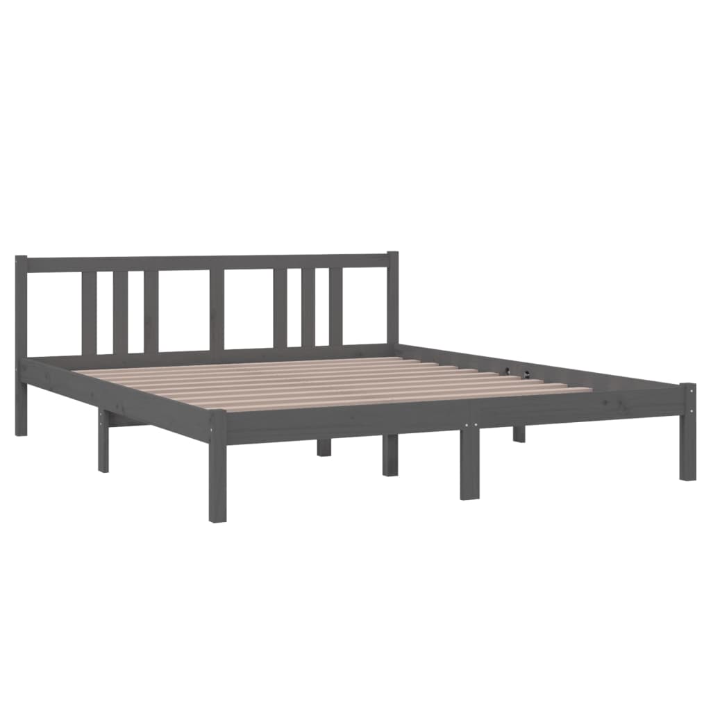 Bed frame without mattress gray solid wood 160x200 cm