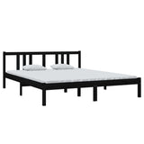 Bed frame without mattress black solid wood 160x200 cm