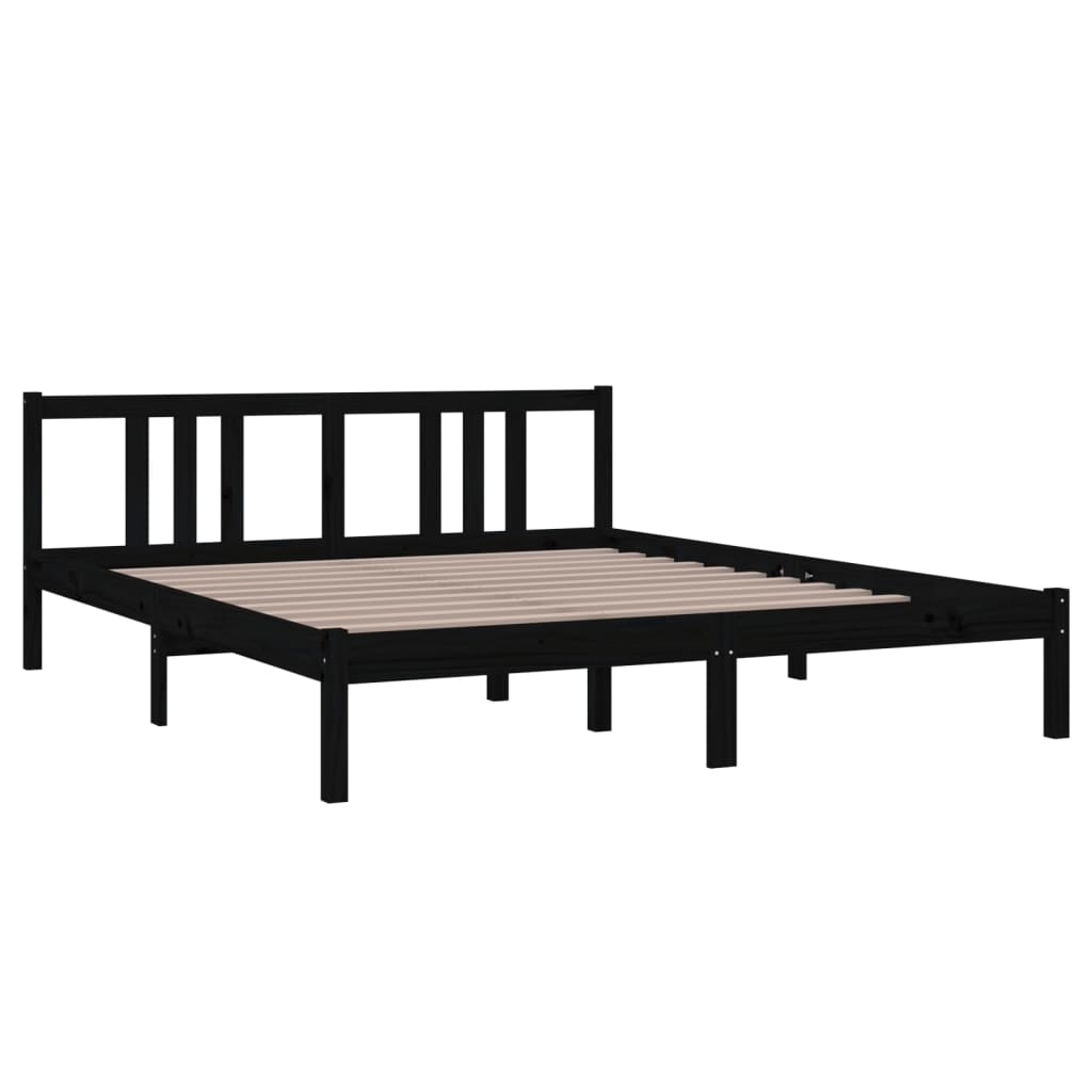 Bed frame without mattress black solid wood 160x200 cm