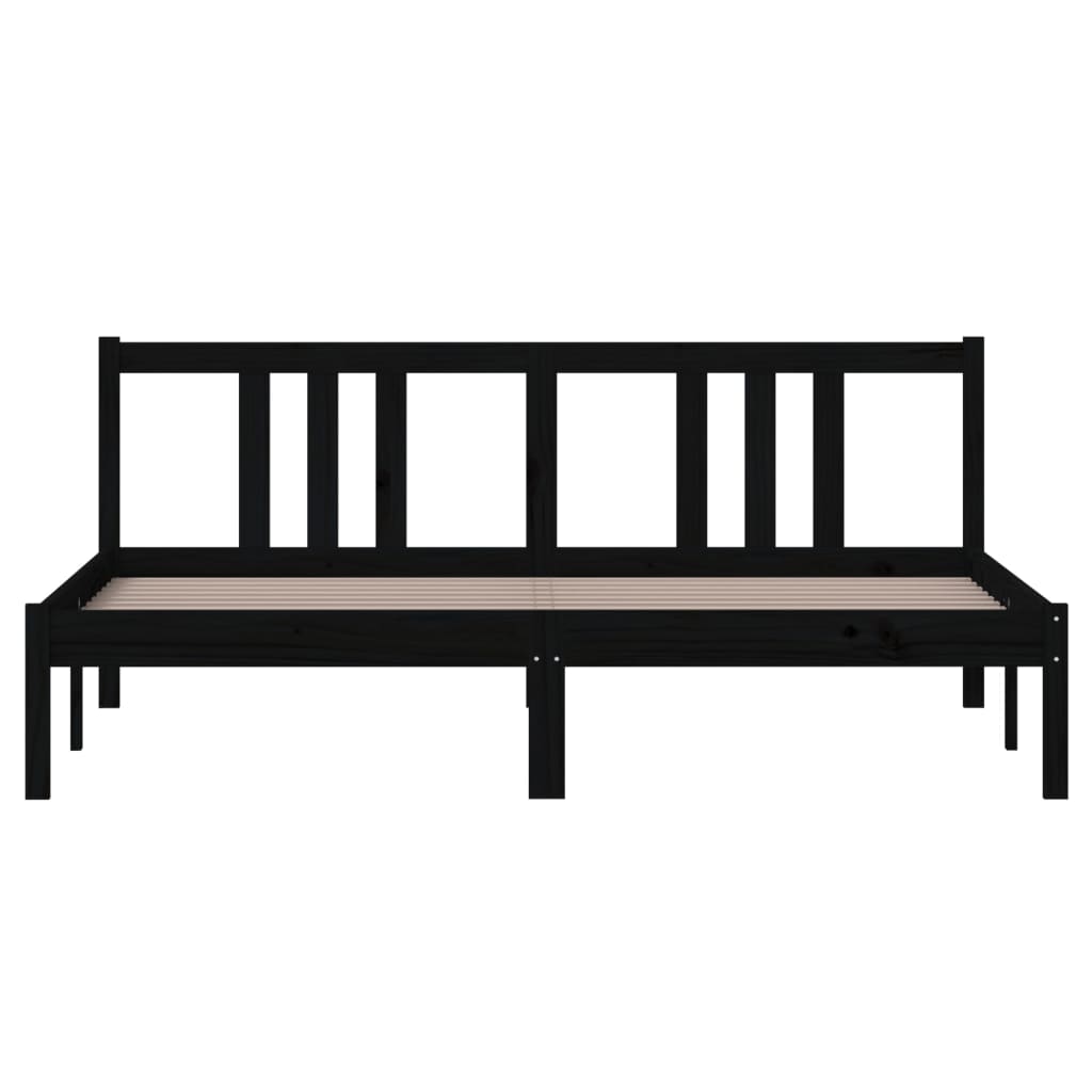 Bed frame without mattress black solid wood 160x200 cm