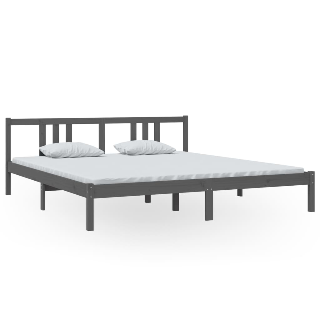 Bed frame without mattress gray solid wood 180x200 cm