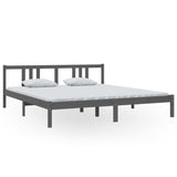 Bed frame without mattress gray solid wood 180x200 cm