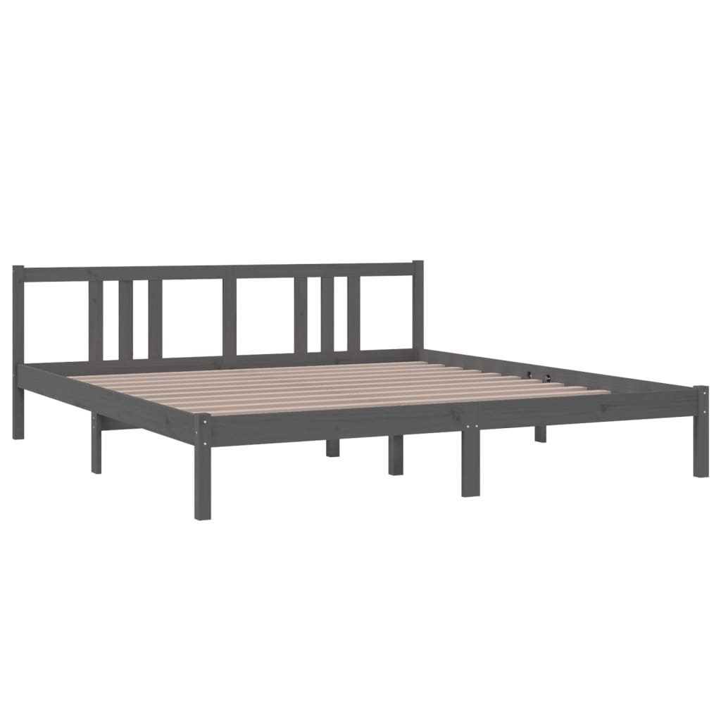 Bed frame without mattress gray solid wood 180x200 cm