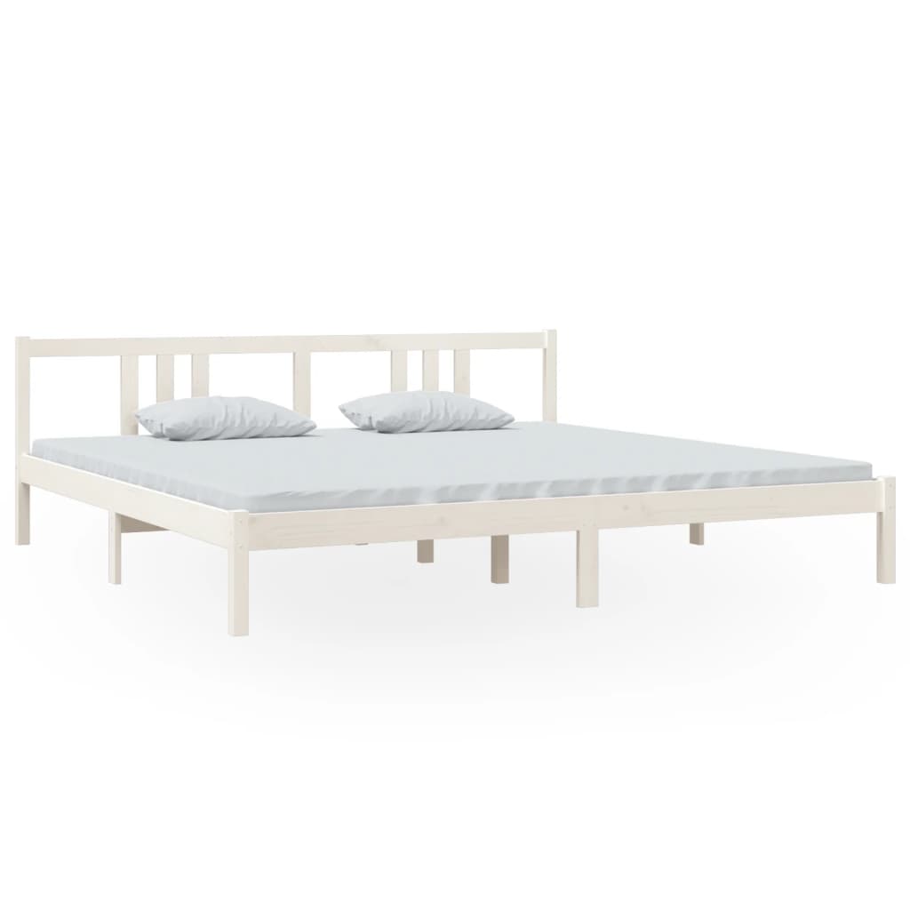 Cadre de lit sans matelas blanc bois massif 200x200 cm