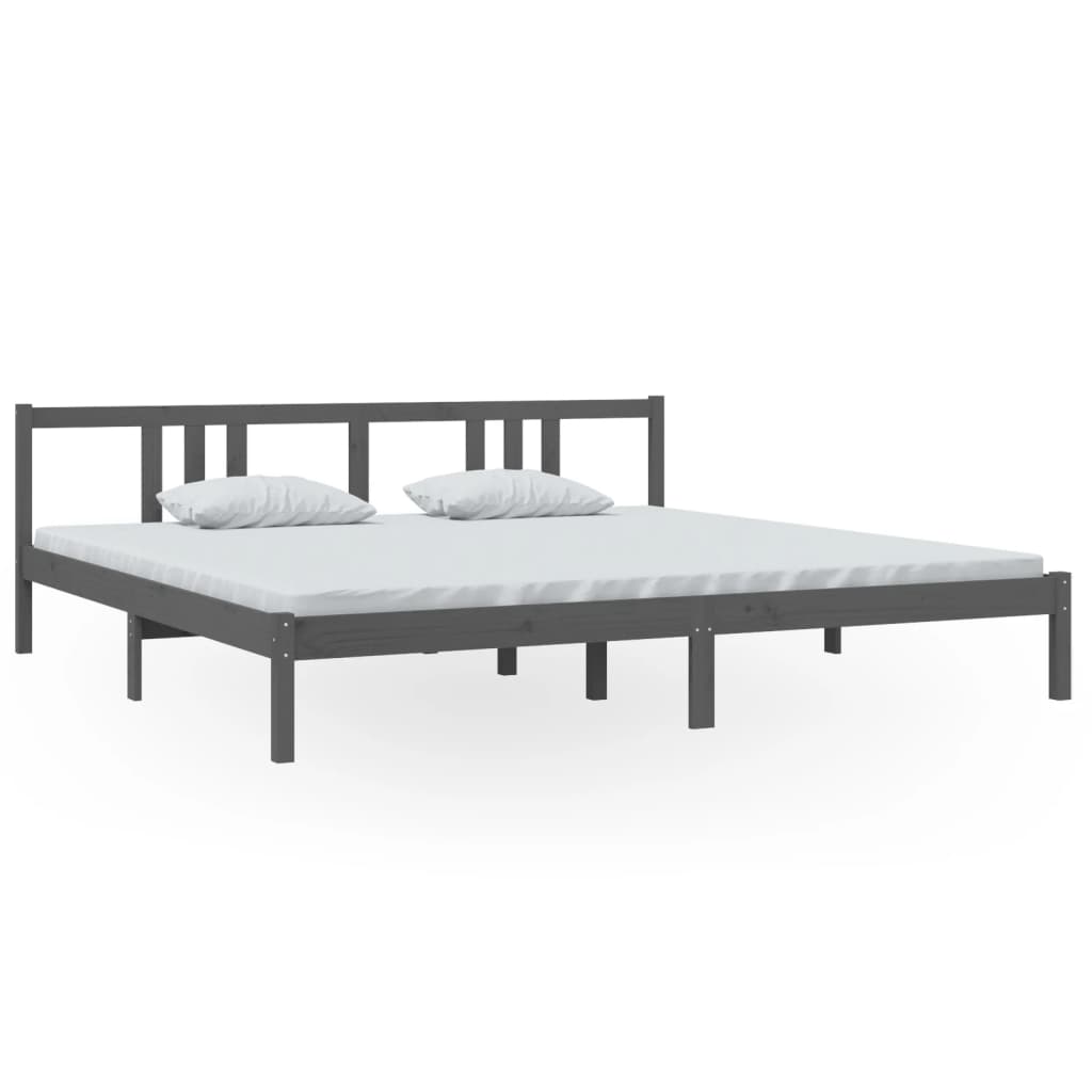 Bed frame without mattress solid wood gray 200x200 cm