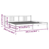 Bed frame without mattress solid wood gray 200x200 cm