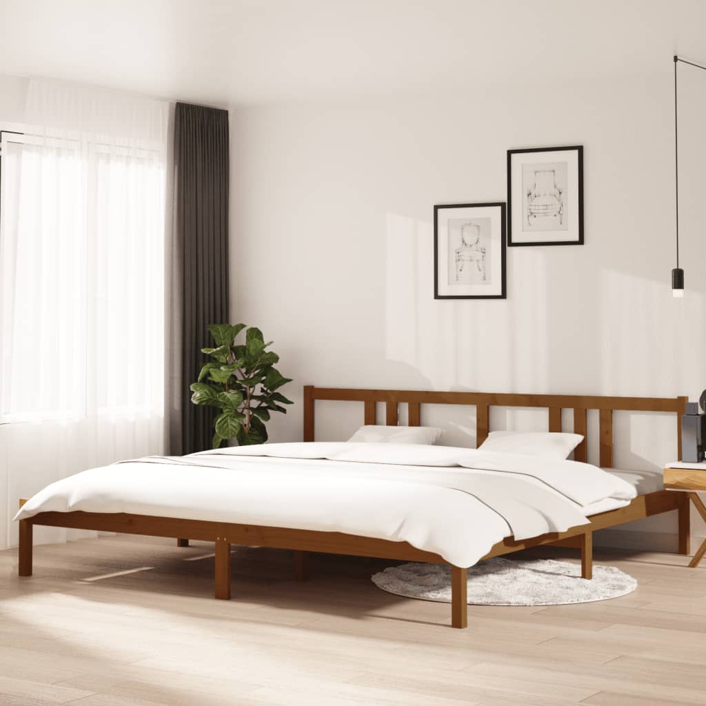 Cadre de lit sans matelas marron miel bois massif 200x200 cm