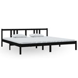 Bed frame without mattress black solid wood 200x200 cm