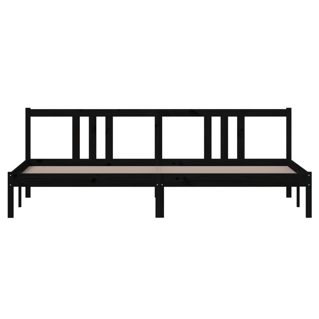 Bed frame without mattress black solid wood 200x200 cm