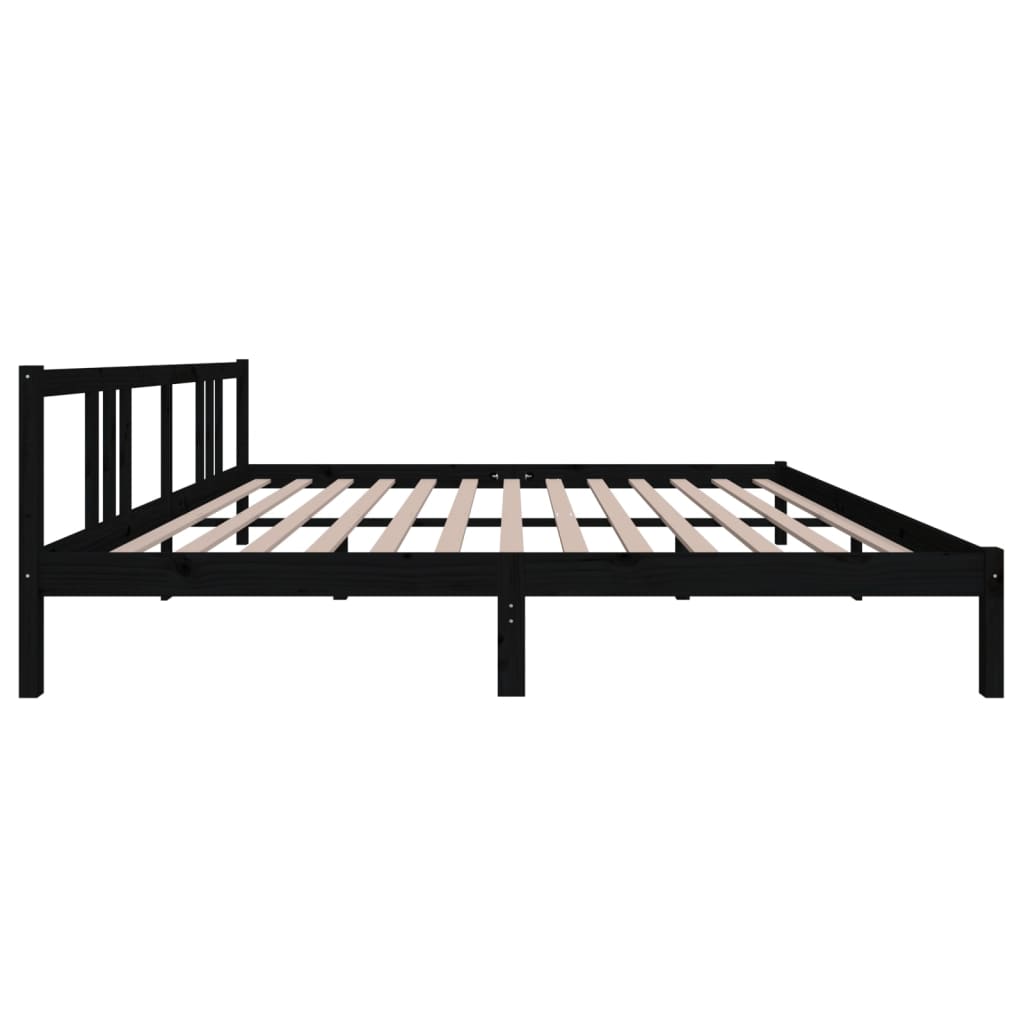 Bed frame without mattress black solid wood 200x200 cm