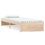 Bed frame without mattress solid wood 75x190 cm