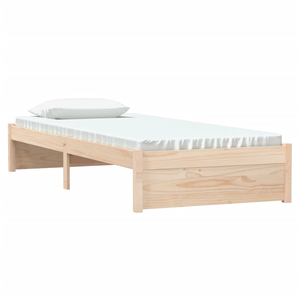 Bed frame without mattress solid wood 75x190 cm