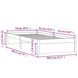 Bed frame without mattress solid wood 75x190 cm