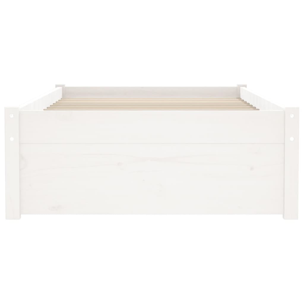 Bed frame without mattress white solid wood 75x190 cm