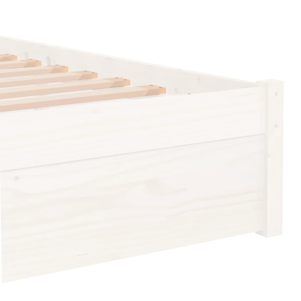 Bed frame without mattress white solid wood 75x190 cm