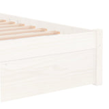 Bed frame without mattress white solid wood 75x190 cm