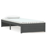 Bed frame without mattress gray solid wood 75x190 cm