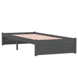 Cadre de lit sans matelas gris bois massif 75x190 cm