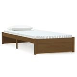 Bed frame without mattress honey brown solid wood 75x190 cm