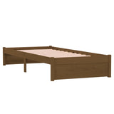 Bed frame without mattress honey brown solid wood 75x190 cm