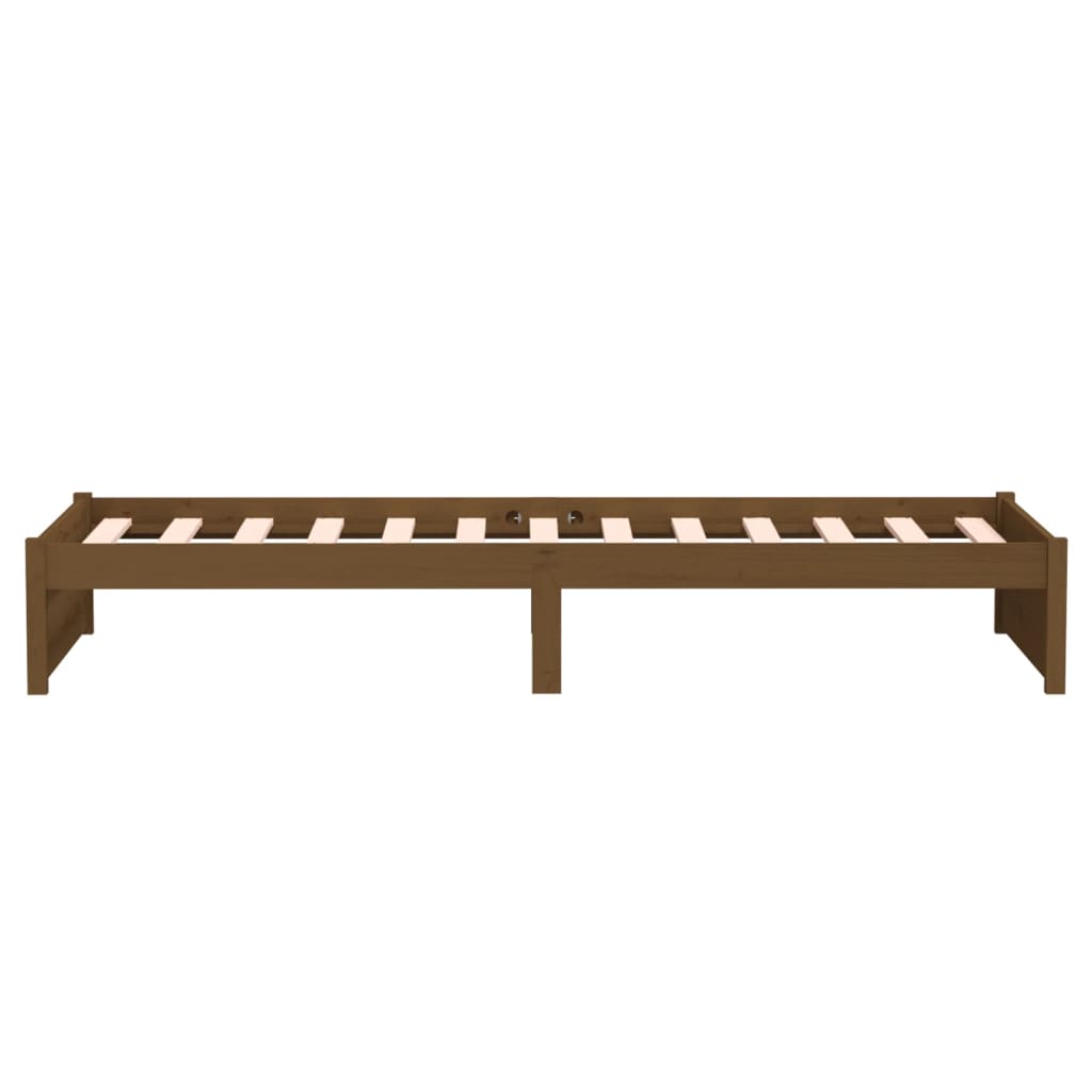 Bed frame without mattress honey brown solid wood 75x190 cm