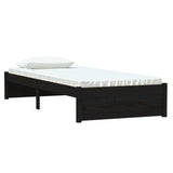 Bed frame without mattress black solid wood 75x190 cm