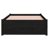 Bed frame without mattress black solid wood 75x190 cm