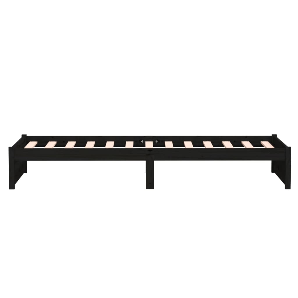 Bed frame without mattress black solid wood 75x190 cm