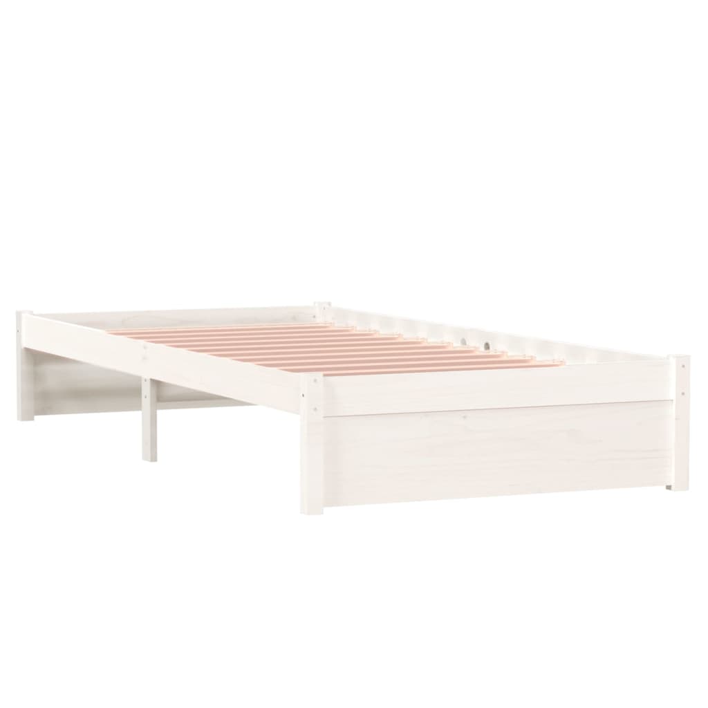 Bed frame without mattress white solid wood 90x190 cm