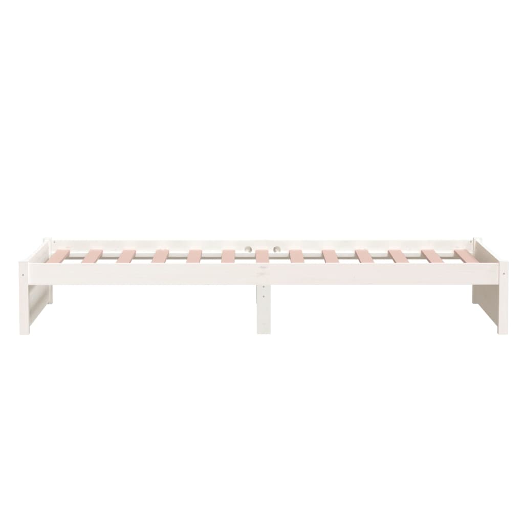 Cadre de lit sans matelas blanc bois massif 90x190 cm