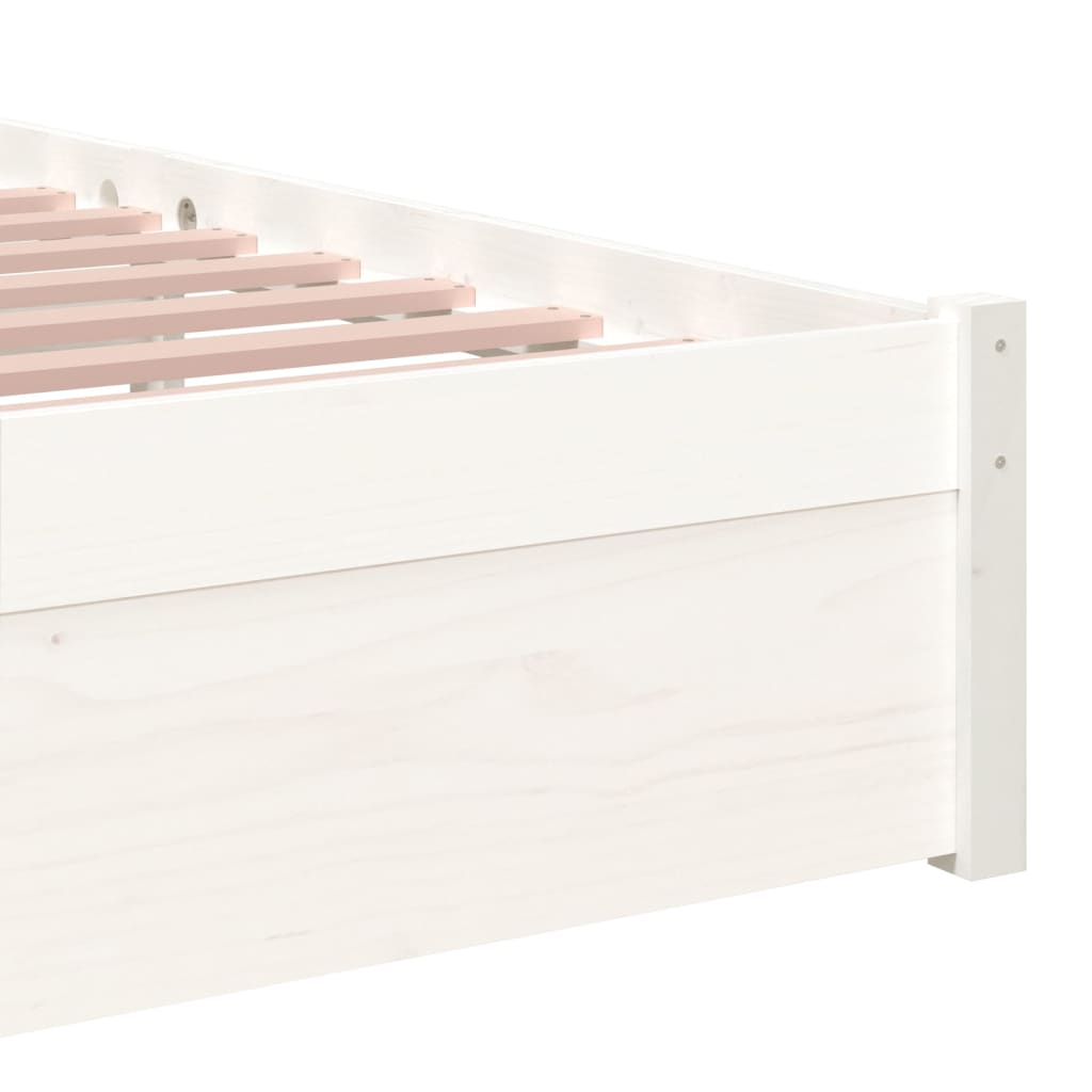 Cadre de lit sans matelas blanc bois massif 90x190 cm