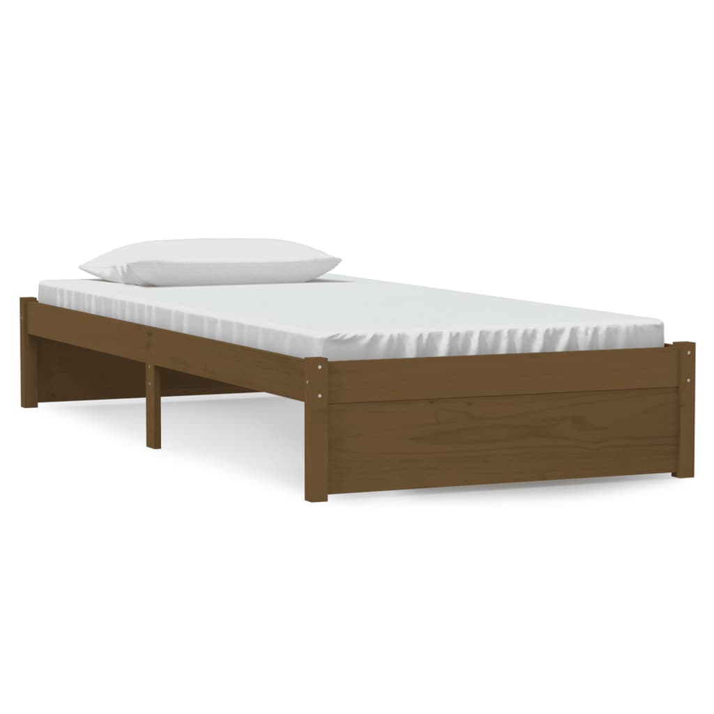 Bed frame without mattress honey brown solid wood 90x190 cm