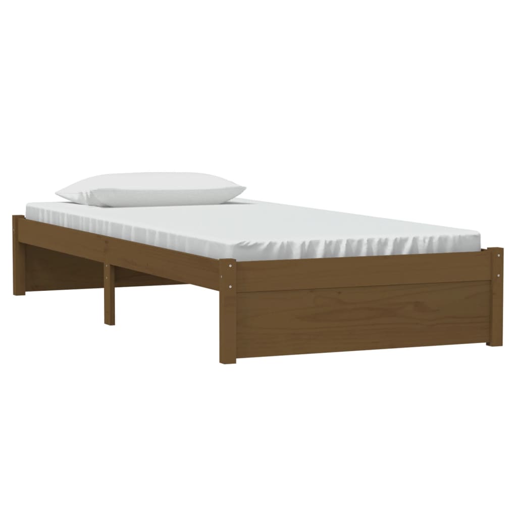 Cadre de lit sans matelas marron miel bois massif 90x190 cm