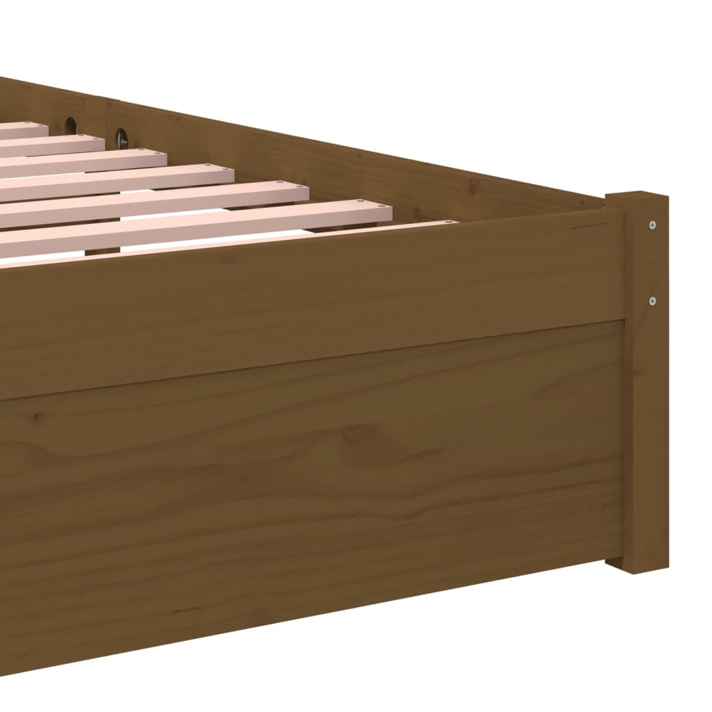 Cadre de lit sans matelas marron miel bois massif 90x190 cm