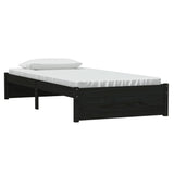 Cadre de lit sans matelas noir bois massif 90x190 cm