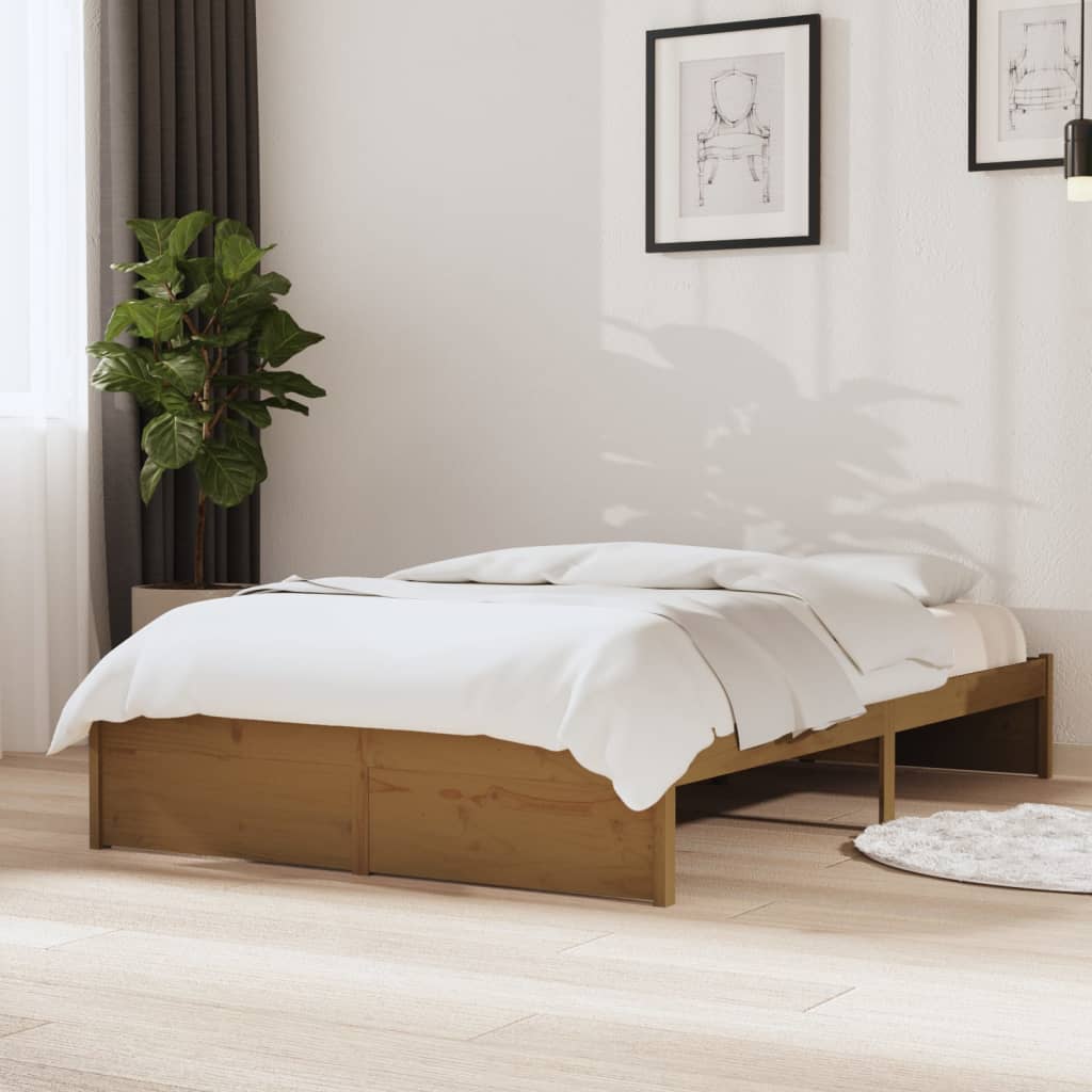 Bed frame without mattress honey brown solid wood 120x190 cm