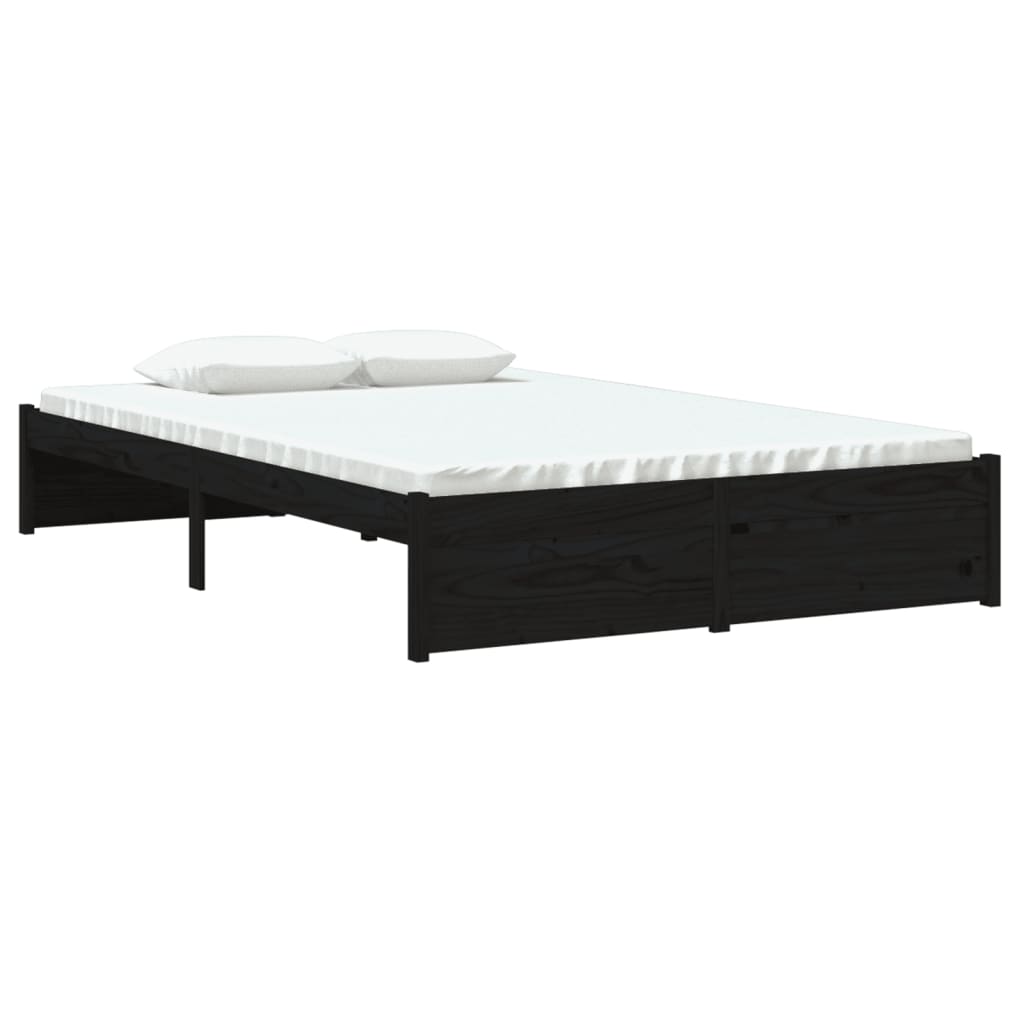 Bed frame without mattress black solid wood 120x190 cm