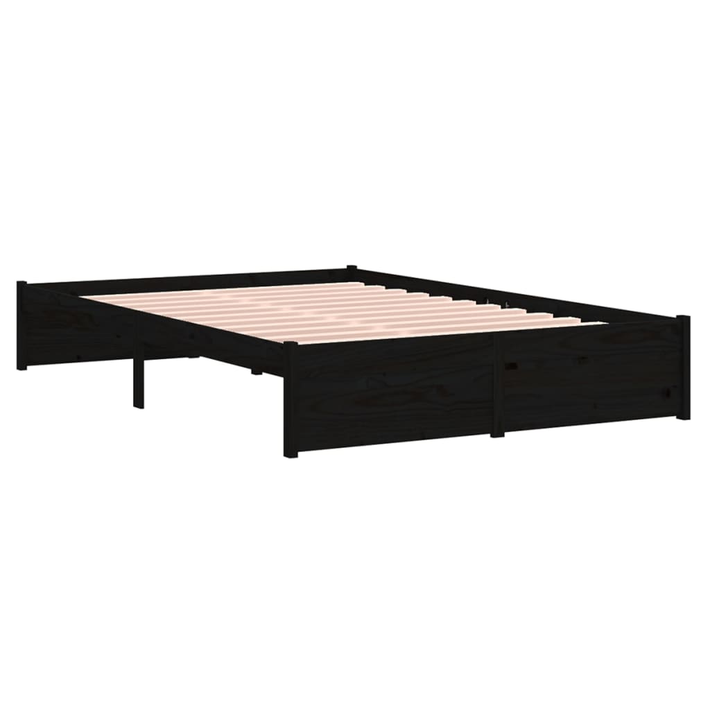 Bed frame without mattress black solid wood 120x190 cm