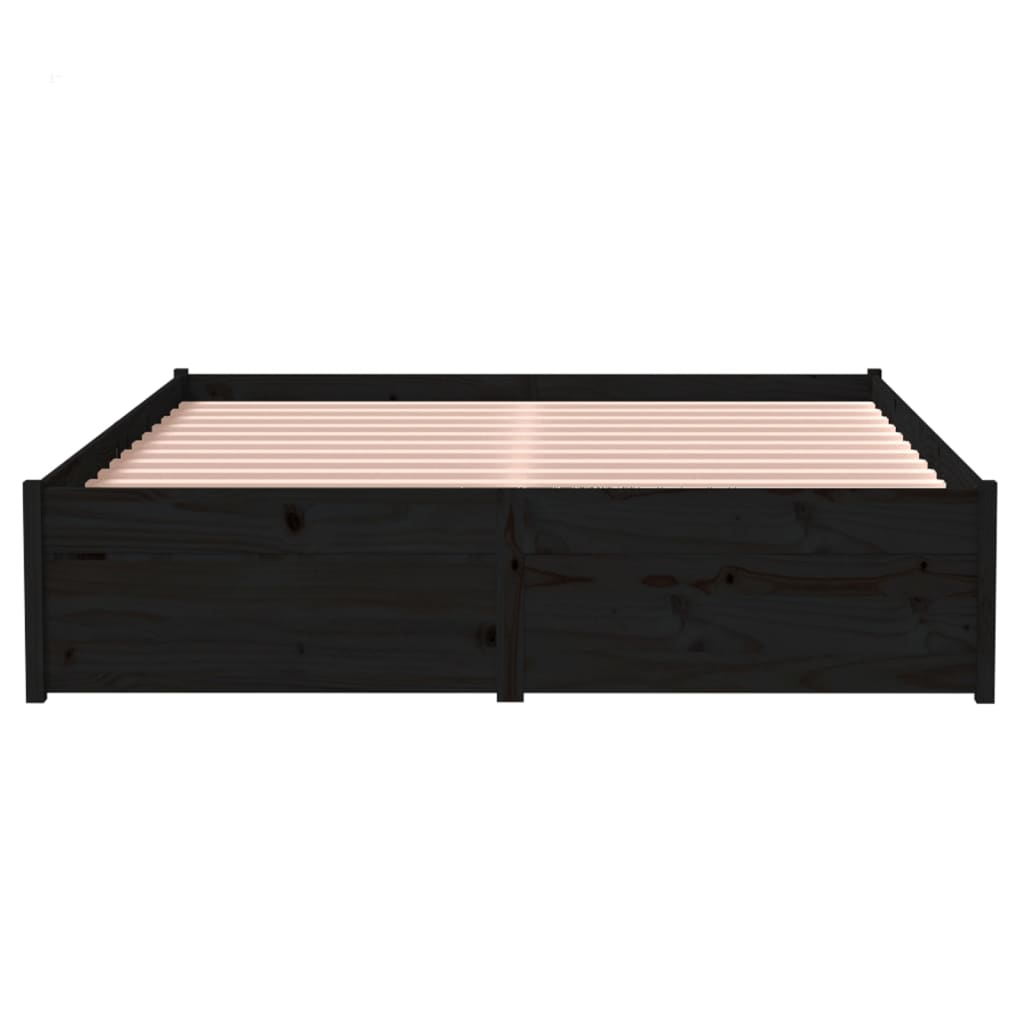 Bed frame without mattress black solid wood 120x190 cm