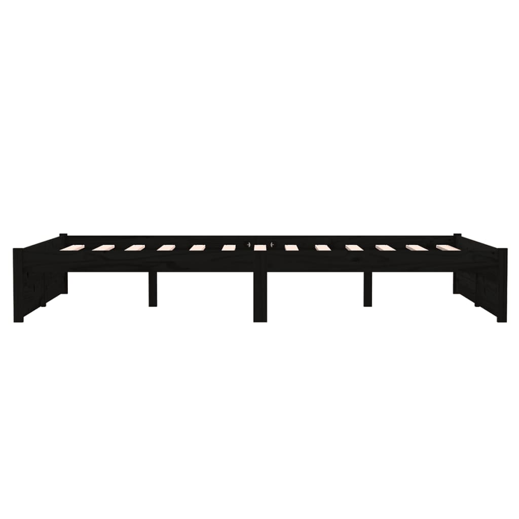 Bed frame without mattress black solid wood 120x190 cm