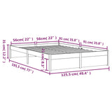 Bed frame without mattress black solid wood 120x190 cm