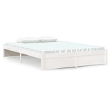 Bed frame without mattress white solid wood 135x190 cm