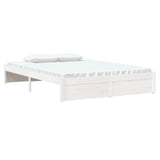 Bed frame without mattress white solid wood 135x190 cm