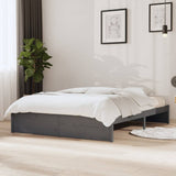 Bed frame without mattress gray solid wood 135x190 cm