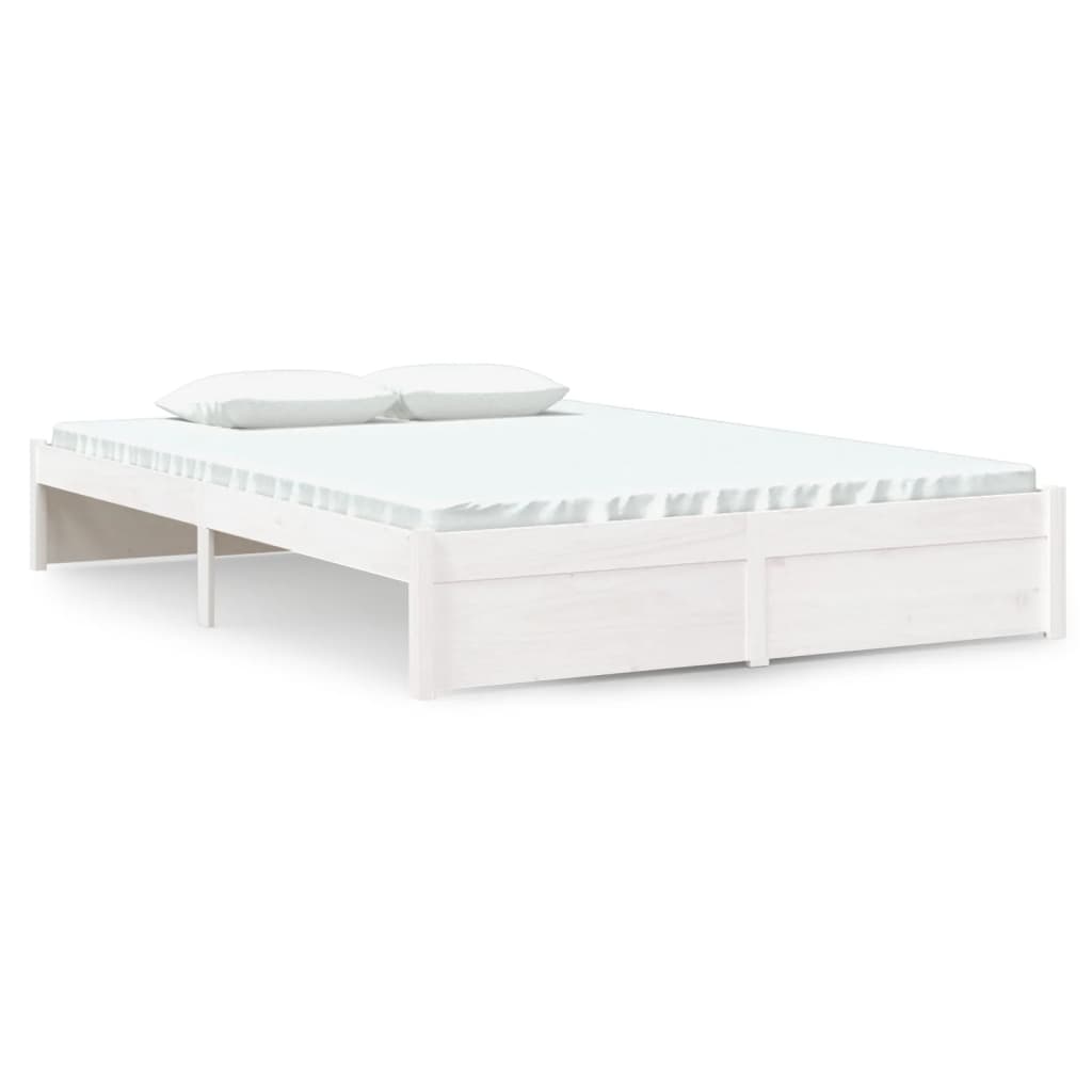 Bed frame without mattress white solid wood 140x190 cm