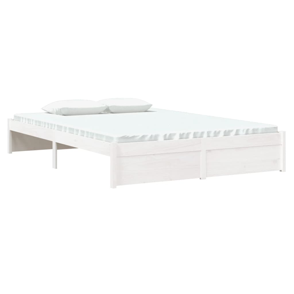 Bed frame without mattress white solid wood 140x190 cm