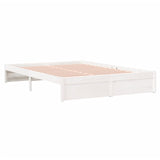 Bed frame without mattress white solid wood 140x190 cm