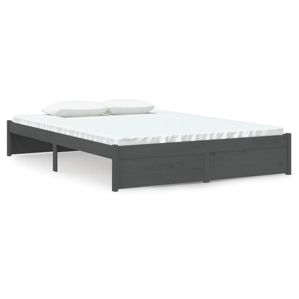 Bed frame without mattress gray solid wood 140x190 cm