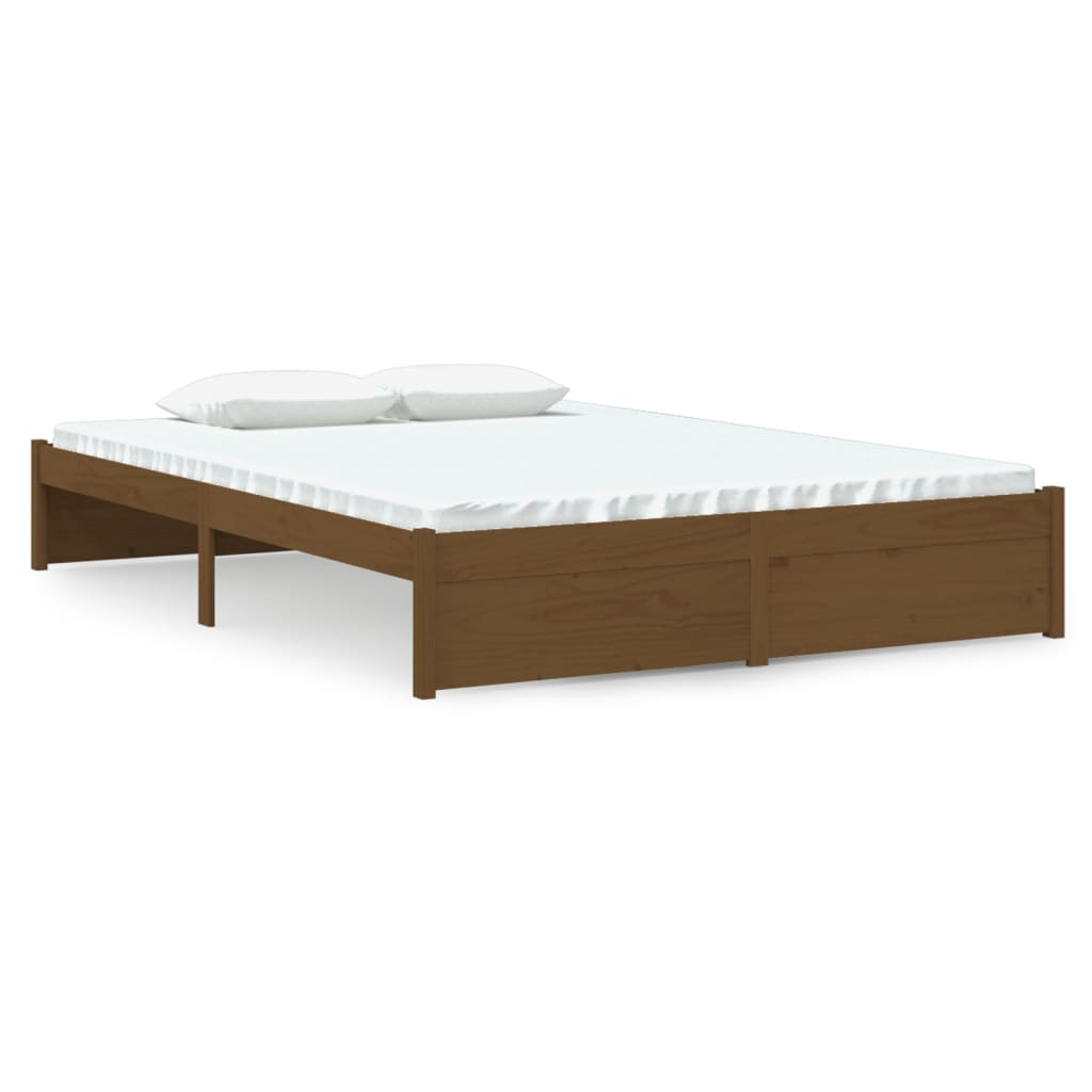 Cadre de lit sans matelas marron miel bois massif 140x190 cm