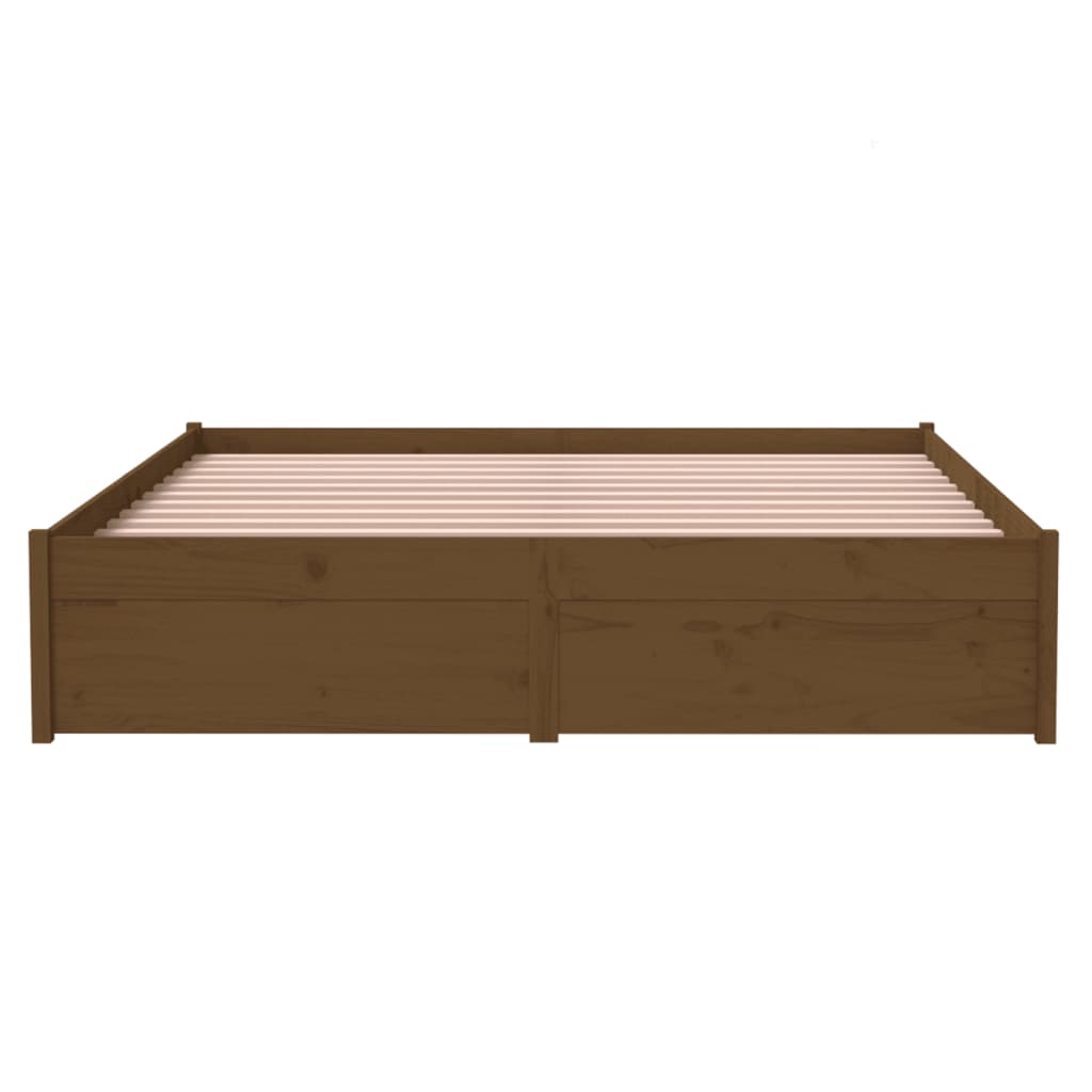 Cadre de lit sans matelas marron miel bois massif 140x190 cm